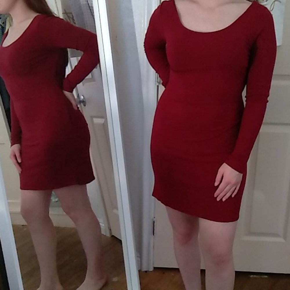 New red maxi dress stretch L/XL